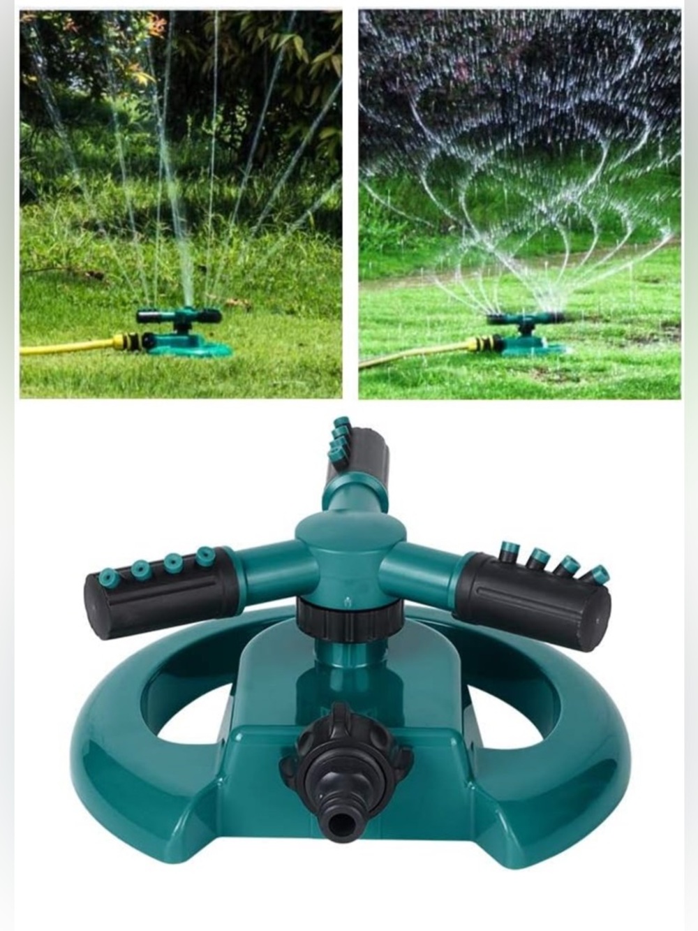 Lot of 2 Lawn Sprinklers 3 Arm Rotary Adjustable Garden Water Sprayer New - Picture 5 of 11